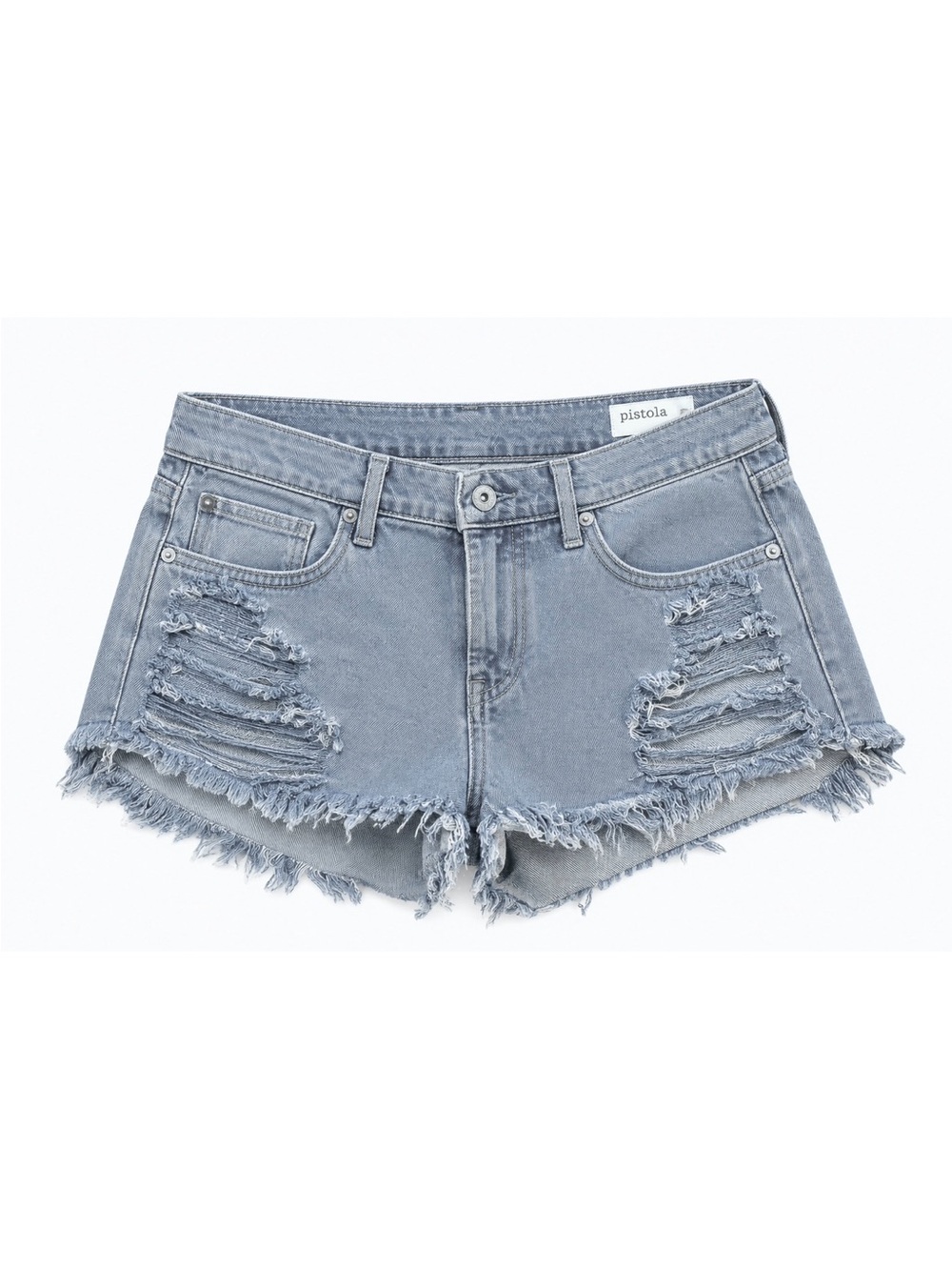 Pistola Women's Frayed Hem Jean Shorts in Blue